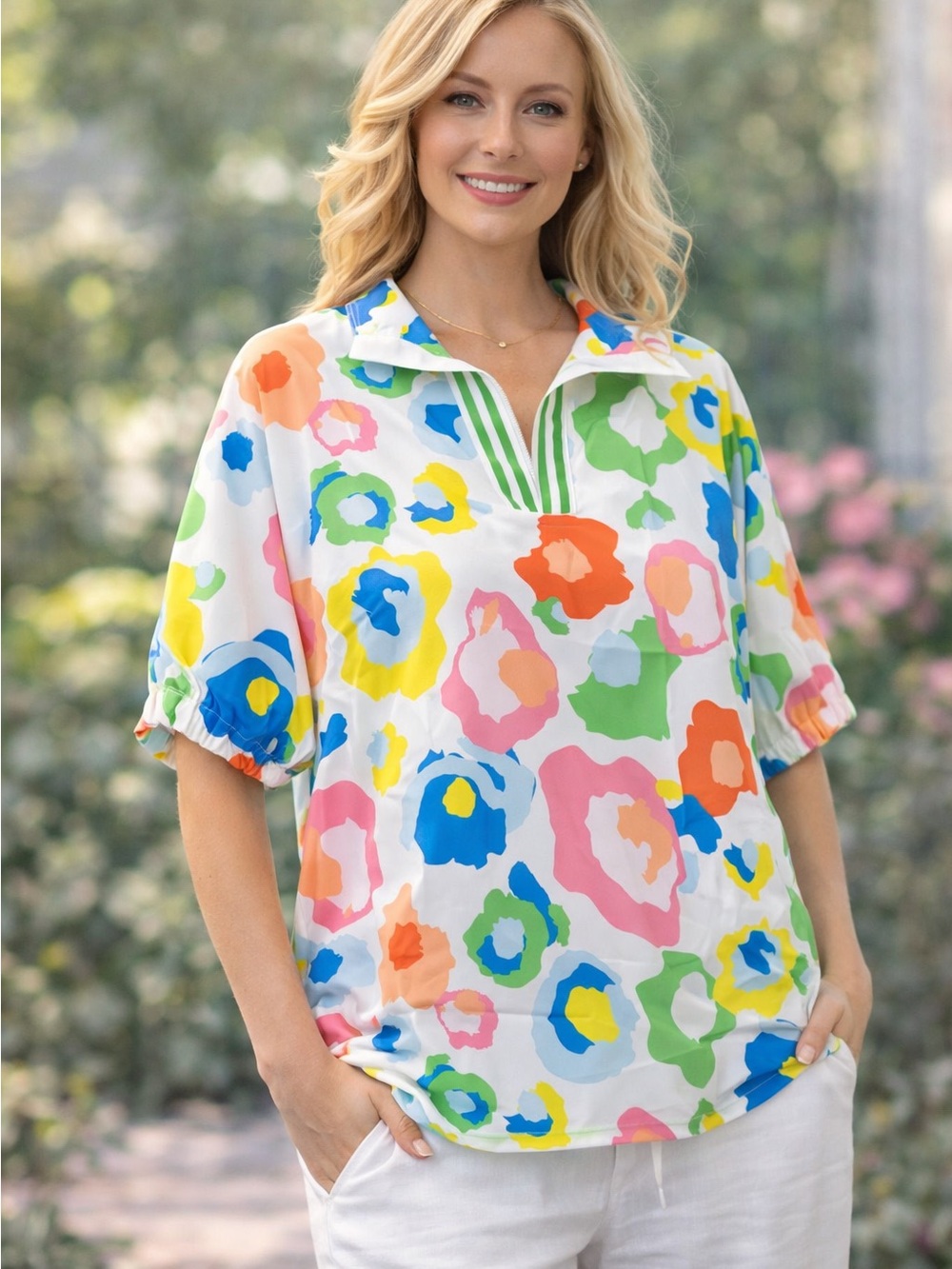 Women's Leopard Popover Top in Multicolor